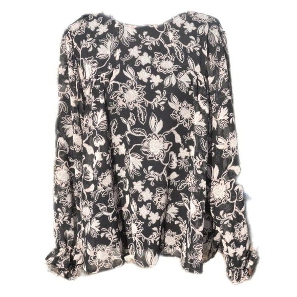 Sanctuary Ruffle Moment Chiffon Blouse 100 Percent Recycled Polyester Oversized - Picture 2 of 6